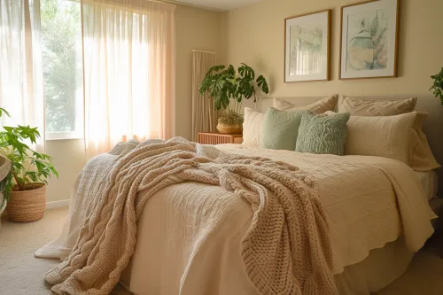 Sol chaud chambre senior, confort et douceur.