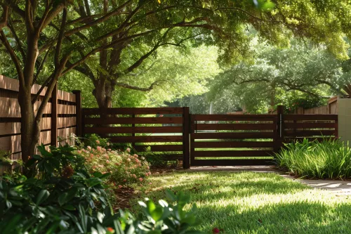 Clôture bois moderne, design chaleureux et classique.