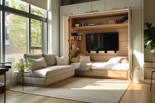 Aménagement optimisé pour seniors en petit espace.