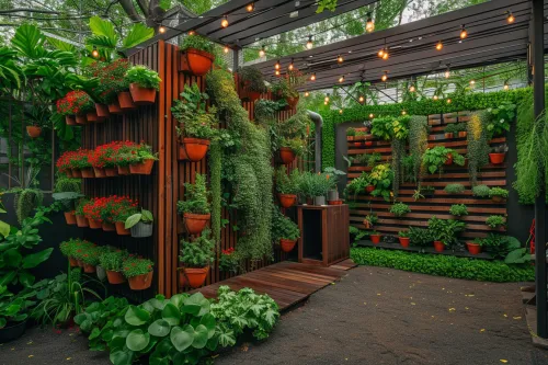 Jardin vertical maximisant l'espace.